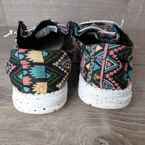 Hey Dude Shoes Womens 9 Wendy Bayside Black Aztec Southwestern Slip On Loafers - Picture 6 of 9